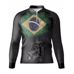 CAMISA DE PESCA LINHA EXTREME PRÓ TUCUNARÉ DA PATRIA PRETA UNISSEX TRADICIONAL