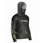 CAMISA DE PESCA LINHA EVOLUTION COM CAPUZ E BUFFER CAMUFLADO PRETO UNISSEX TAMANHO TRADICIONAL