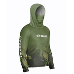 CAMISA DE PESCA LINHA EVOLUTION COM CAPUZ E BUFFER CAMUFLADO VERDE UNISSEX TAMANHO TRADICIONAL