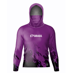 CAMISA DE PESCA LINHA EVOLUTION COM CAPUZ E BUFFER CAMUFLADO ROXO TAMANHO TRADICIONAL