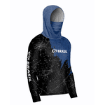 CAMISA DE PESCA LINHA EVOLUTION COM CAPUZ E BUFFER AZUL COM PRETO UNISSEX TAMANHO TRADICIONAL