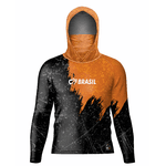 CAMISA DE PESCA LINHA EVOLUTION COM CAPUZ E BUFFER LARANJA COM PRETO UNISSEX TAMANHO TRADICIONAL