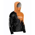 CAMISA DE PESCA LINHA EVOLUTION COM CAPUZ E BUFFER LARANJA COM PRETO UNISSEX TAMANHO TRADICIONAL