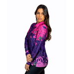 CAMISA FEMININA C.F BRASIL NEBULOSA PINK COM ROXO