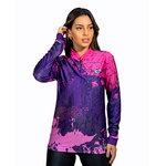 CAMISA FEMININA C.F BRASIL NEBULOSA PINK COM ROXO