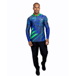 CAMISA MASCULINA C.F BRASIL FUSÃO GRAFICA AZUL COM VERDE