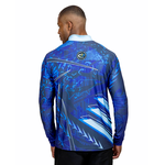 CAMISA MASCULINA C.F BRASIL FUSÃO GRAFICA AZUL COM CINZA