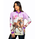 CAMISA FEMININA C.F COUNTRY CHARME CAMPESTRE LILAS