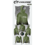 CAMISA DE PESCA LINHA EVOLUTION COM CAPUZ E BUFFER CAMUFLADO VERDE UNISSEX TAMANHO TRADICIONAL