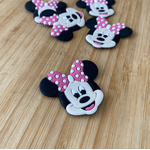 Aplique Emborrachado Minnie Cabeça Rosa 4cm - 10 Unidades