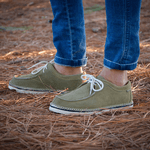 tenis espadrille cacareco chazz couro camurça verde militar