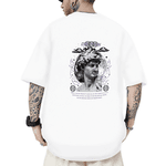 Camiseta Oversized Masculina Estatua Moon Branco