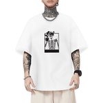 Camiseta Oversized Masculina Esqueto Cafe Branco