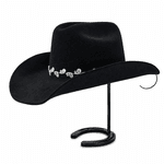 Chapéu Feminino Aba 10 Rainha do Rodeio Preto com Bandinha em Coroa - EDIÇÃO LIMITADA