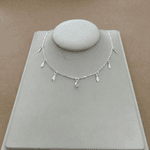 Choker 1 Gota Zirconia Cristal 6 Gotas Prata Clara Cartier Extensor