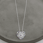 COLAR CORAÇÃO FILETES ZIRCÔNIA CRISTAL E BORDA COM ZIRCÔNIA COLORIDAS CORRENTE CARTIER