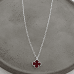 COLAR INSPIRAÇÃO VAN CLEEF TREVO ZIRCÔNIA COR RUBI PENDURADO CORRENTE ELOS OVAIS