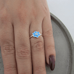 ANEL INFANTIL FLORZINHA RESINADA AZUL MIOLO ZIRCÔNIA