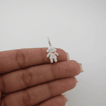 Pingente Menina e Argola Cravejada Coração Zircônia Rosa Claro