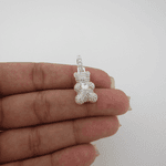 Pingente Urso e Argola Cravejada Coração Zircônia Cristal