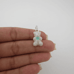 Pingente Urso e Argola Cravejada Coração Zircônia Turmalina Paraíba