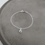 Pulseira Infantil 1 Coração Olho Grego Pendurado Elos Finos