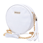 Bolsa Feminina Branco Pequena Redonda Elegante Alça Transversal Santucci