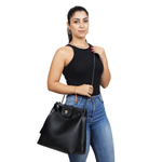 Bolsa Feminina Preto Elegante Alça de Corrente Grande Santucci
