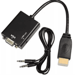 Conversor de HDMI para VGA Fêmea com Áudio