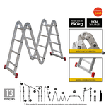 ESCADA ARTICULADA 13 EM 1 ALUMINIO 4X4 DEGRAUS BOTAFOGO ESC0293