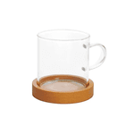 Caneca Vidro Borossilicato com Base de Bambu 100ml