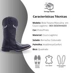 Bota Masculina Texana Boi Desenhado