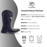 Bota Masculina Texana Boi Vazado Preto