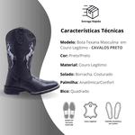 Bota Masculina Texana Cavalos Preto