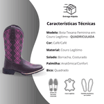 Bota Feminina Texana Quadriculada