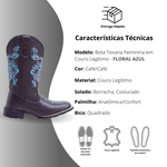 Bota Feminina Texana Floral Azul