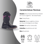 Bota Infantil Texana Boi Desenhado Rosa