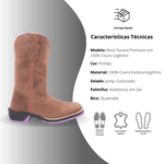 Bota Texana Feminina Premium Lisa Rosa - Solado Jump 100% em Couro Legítimo