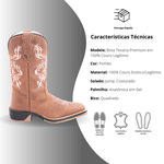 Bota Texana Feminina Premium Floral Branco Solado Jump 100% em Couro Legítimo 
