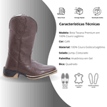 Bota Unissex Premium Texana Elefante Solado Jump 100% em Couro Legítimo