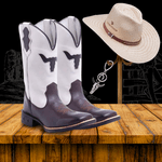 Combo Bota Texana Premium Masculina + Chapéu + Chaveiro