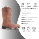 Bota Texana Premium Lisa Jump 100% em Couro Legítimo 