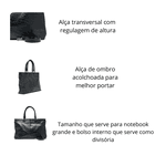 Bolsa para Notebook - Transversal Shopper em Couro - Preta