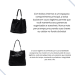 Bolsa Bucket Feminina Transversal Couro - Preta 