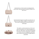 Bolsa Transversal Feminina Matelassê em Couro Alça de corrente– Off white