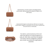 Bolsa Transversal Feminina Matelassê em Couro - Caramelo