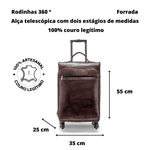 Mala De Viagem Rodinhas 360° Couro Legítimo Mala Bordo - Marrom