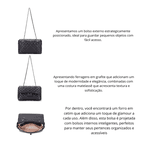 Bolsa Transversal Feminina Matelassê em Couro Alça de corrente - Preta