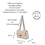 Bolsa Transversal Feminina Matelassê em Couro Alça de corrente– Off white