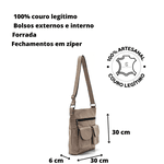 Bolsa Carteiro em Couro - Nude